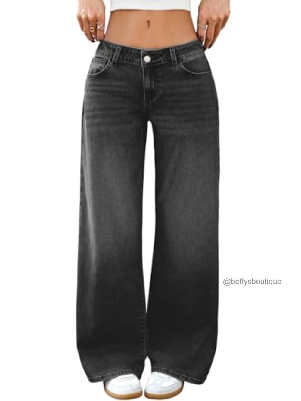 Low Rise Wide Leg Baggy Jeans Y2K Stretch Denim